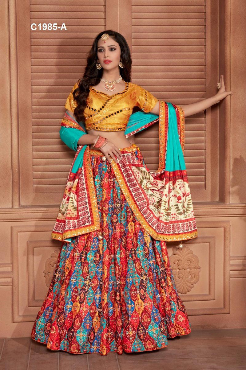 D.NO. C1985A BY AMOHA DESIGNER LEHENGA CHOLI WHOLESALERS IN SURAT 1