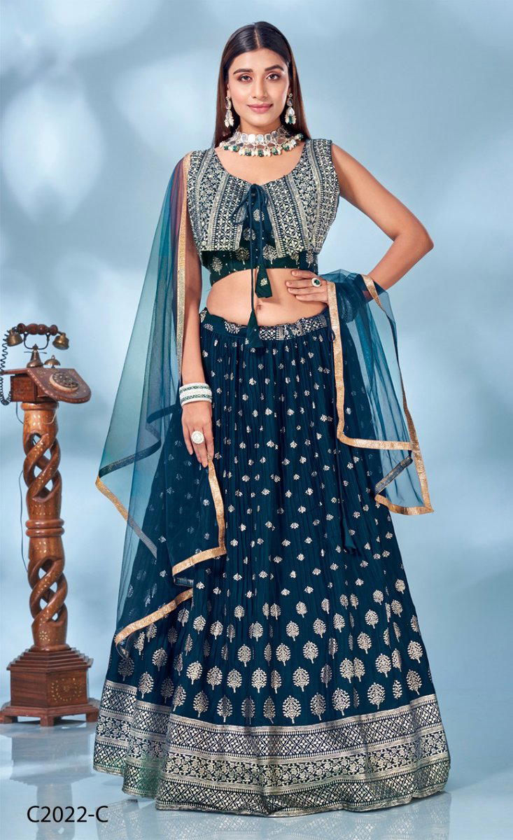 AMOHA C2022 COLOUR'S C2022A TO C2022C DESIGNER LEHENGA WHOLESALER IN INDIA 1