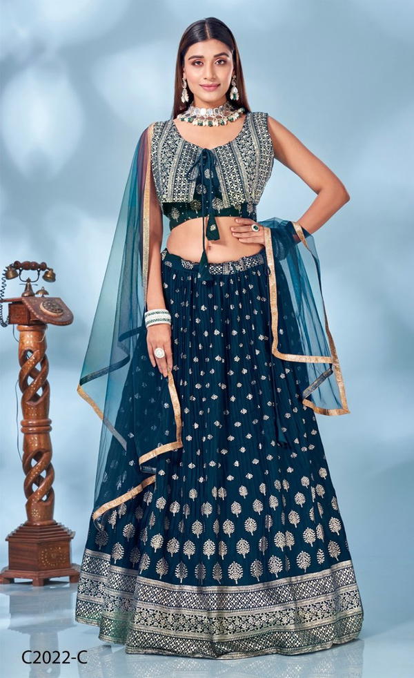 AMOHA C2022 COLOUR'S C2022A TO C2022C DESIGNER LEHENGA WHOLESALER IN INDIA