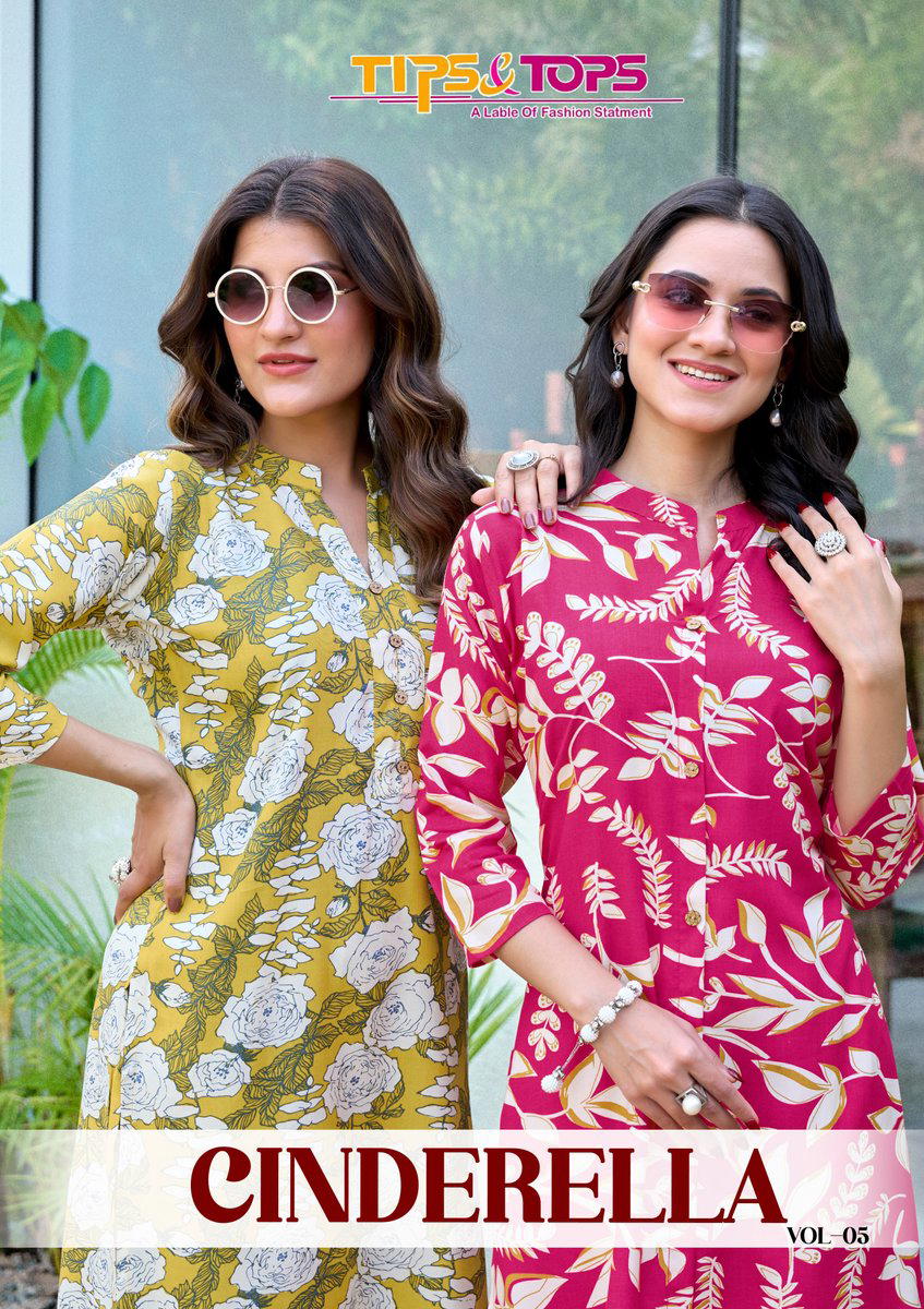 CINDERELLA Vol 05 BY TIPS AND TOPS DESIGNER RAYON PRINT KURTIS WHOLESALER IN INDIA 1