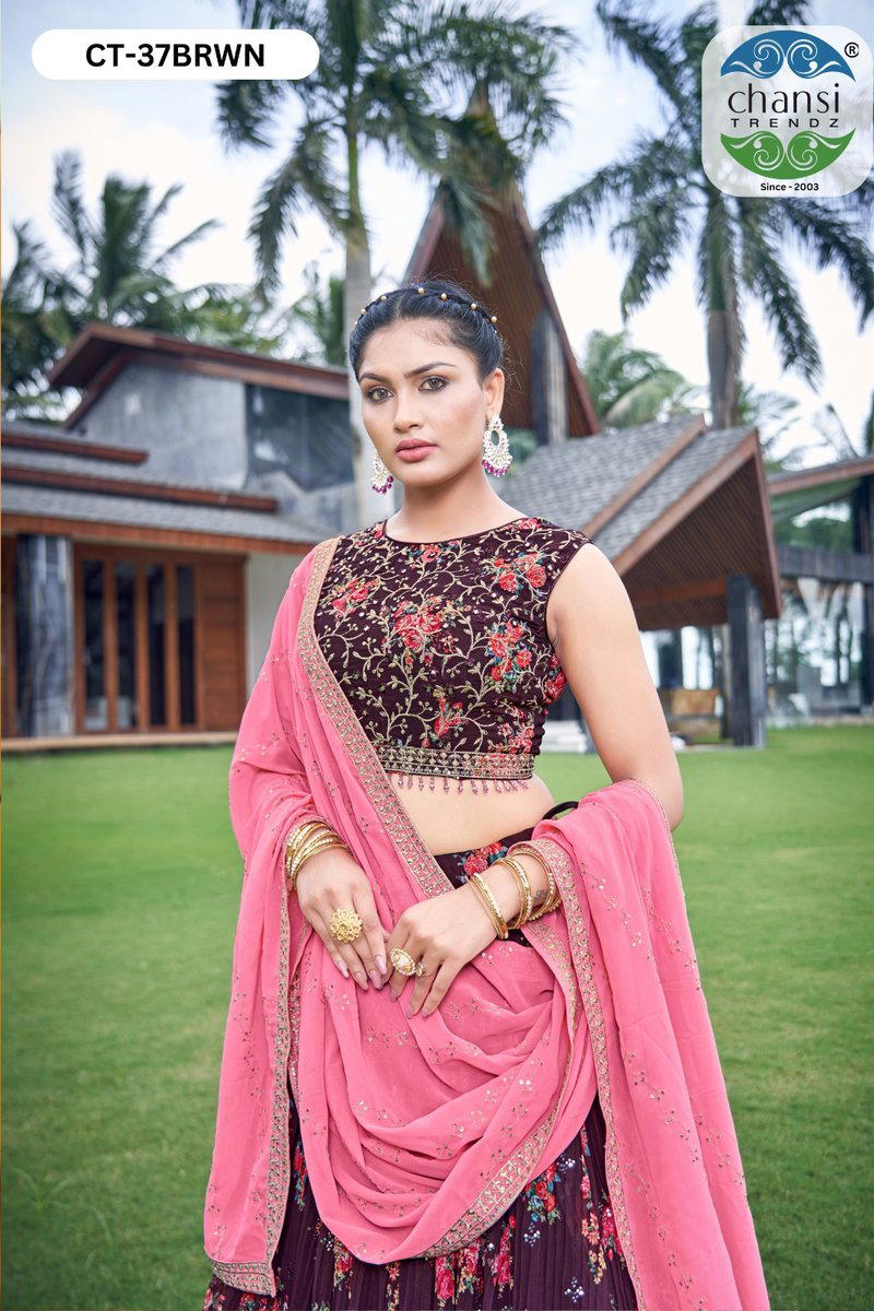 CHANSI TRENDZ CT-37 DESIGNER GEORGETTE LEHENGA CHOLI WHOLESALER IN INDIA 1