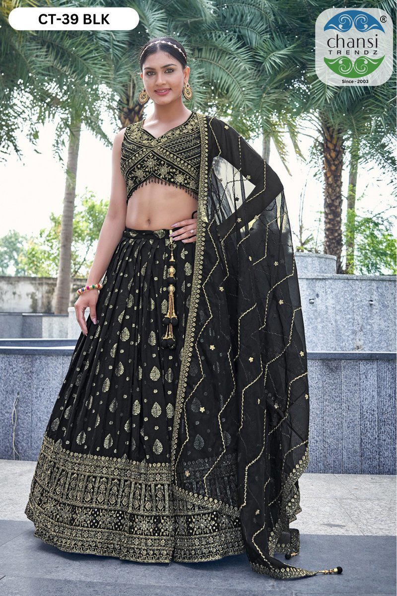CHANSI TRENDZ CT-39 DESIGNER DOLA SILK LEHENGA CHOLI WHOLESALER IN INDIA 1