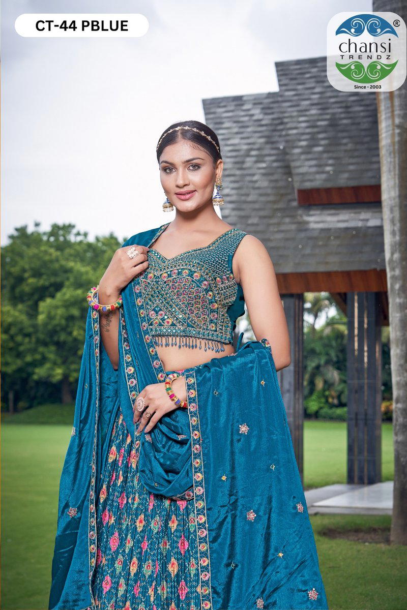 CHANSI TRENDZ CT-44 DESIGNER CHINON LEHENGA CHOLI WHOLESALER IN INDIA 1