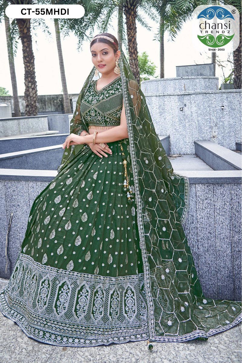 CHANSI TRENDZ CT-55 DESIGNER SILK LEHENGA CHOLI WHOLESALER IN INDIA 1