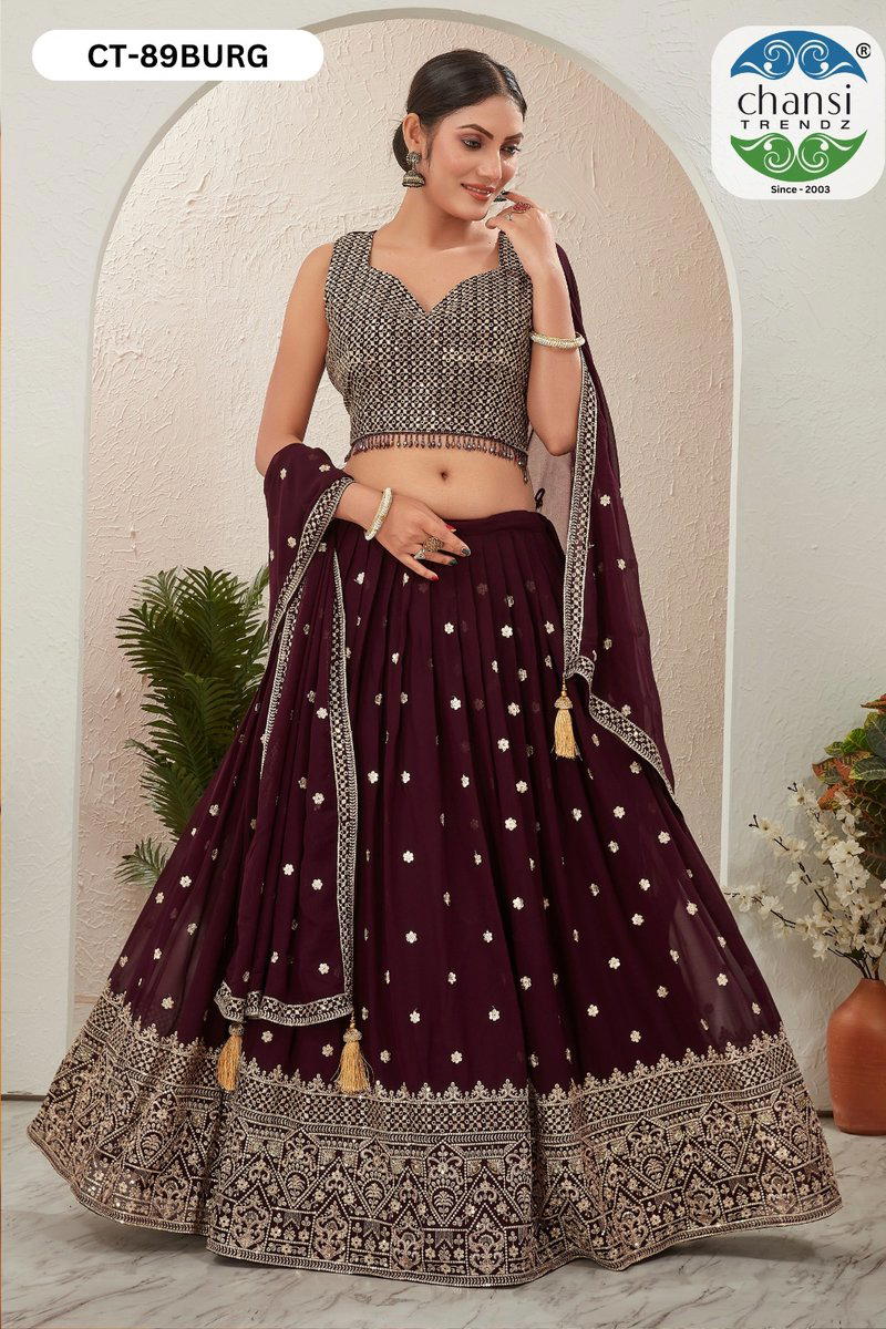 CHANSI TRENDZ CT-89 DESIGNER GEORGETTE LEHENGA CHOLI WHOLESALER IN INDIA 1