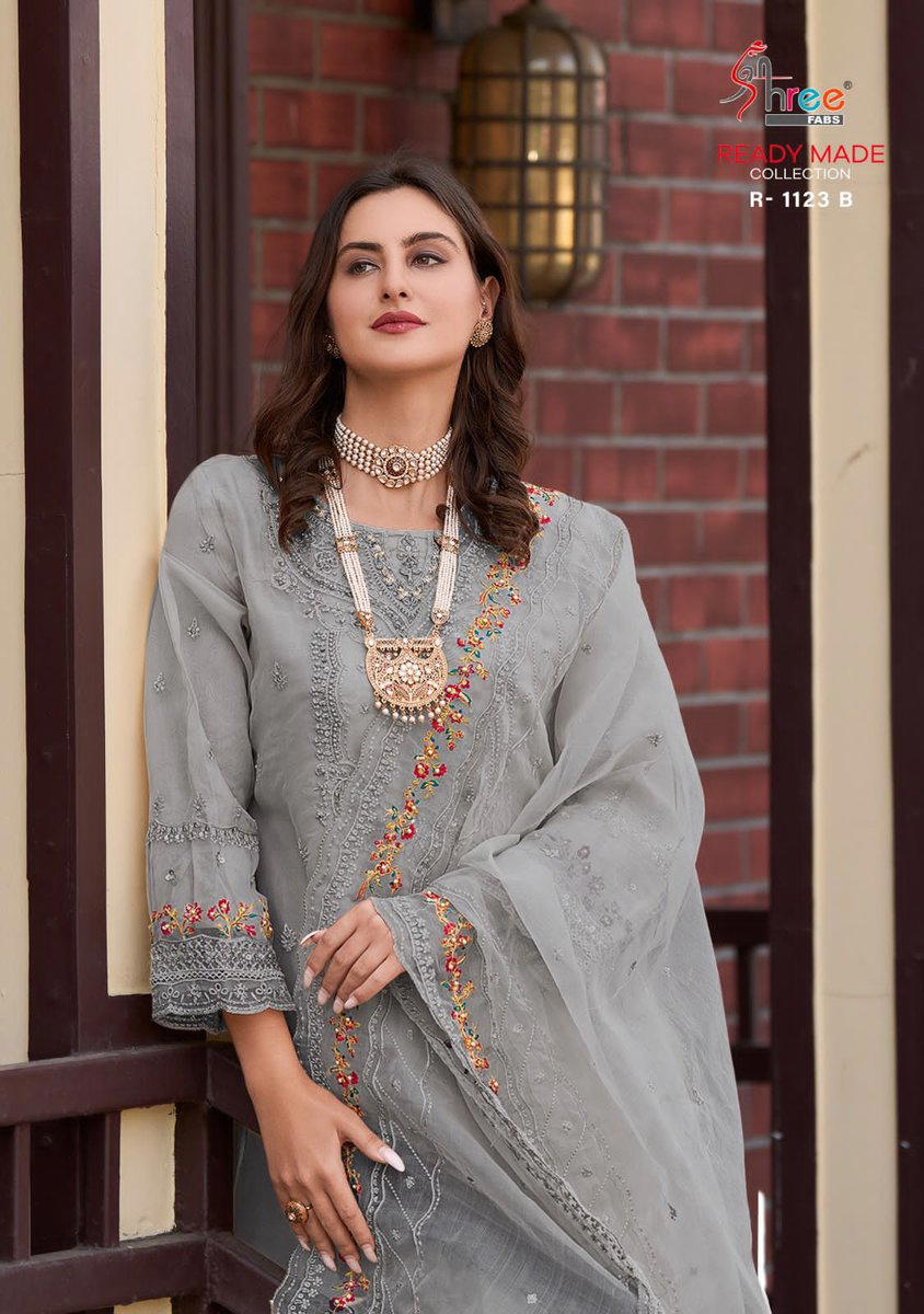 DN 1123 BY SHREE FAB DESIGNER ORGANZA SALWAR SUIT WHOLESALER IN INDIA 1