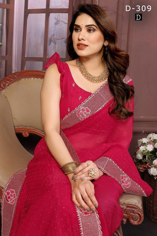 DN 309A TO 309E BY DURGA FAISHON DESIGNER CRUNCHY SAREES WHOLESALER IN INDIA