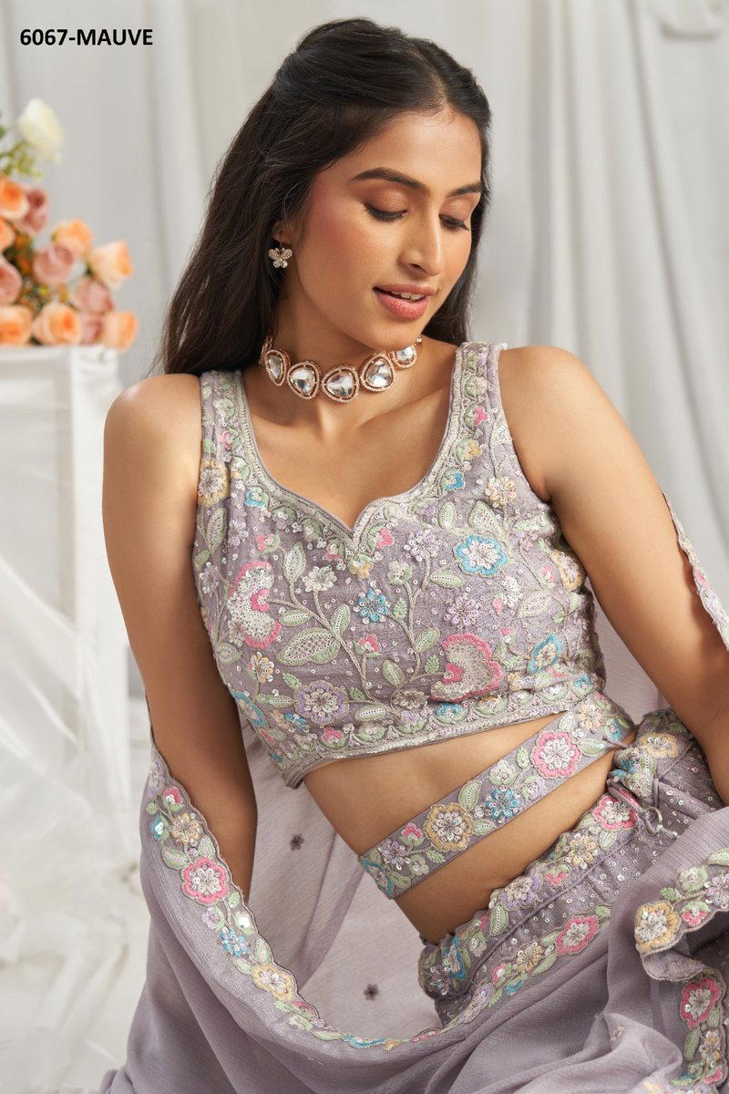 DN 6067 BY PF DESIGNER POLY CHIFFON LEHENGA CHOLI WHOLESALER IN INDIA 1