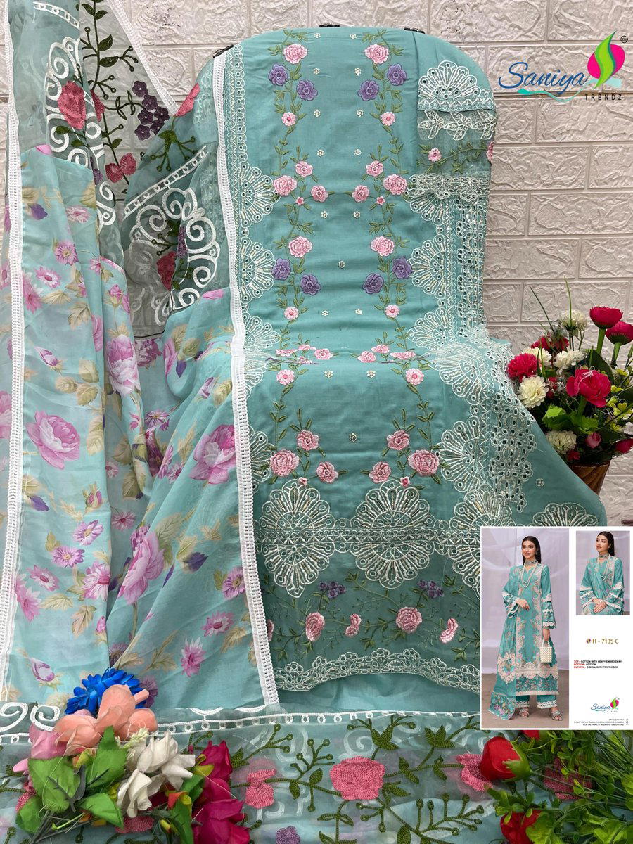 DN 7135 BY SANIYA TRENDZ DESIGNER COTTON SALWAR SUIT WHOLESALER IN INDIA 1
