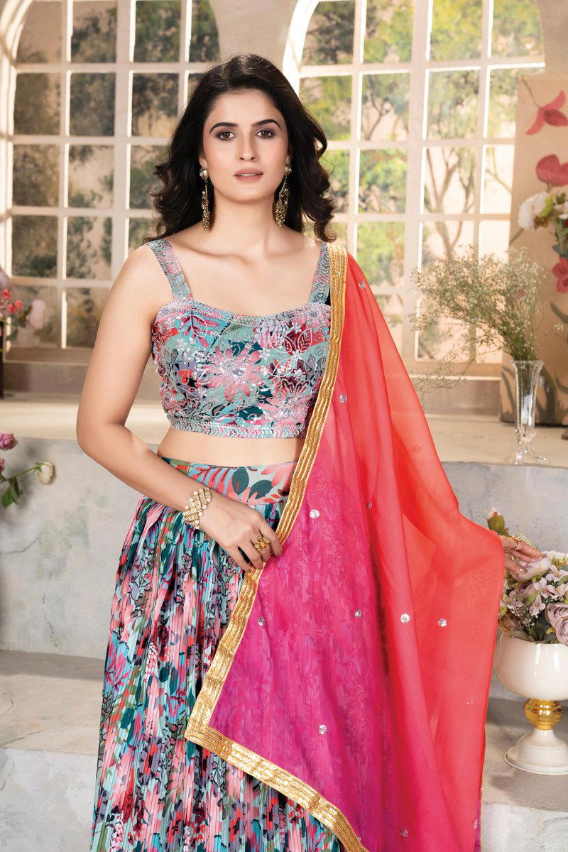 DN 9235 BY DVD DESIGNER ORGANZA LEHENGA CHOLI WHOLESALER IN INDIA 1