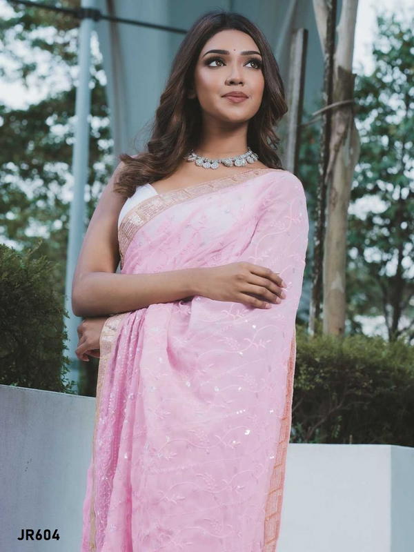 DN JR604 BY JR DESIGNER GEORGETTE SAREES WHOLESALER IN INDIA