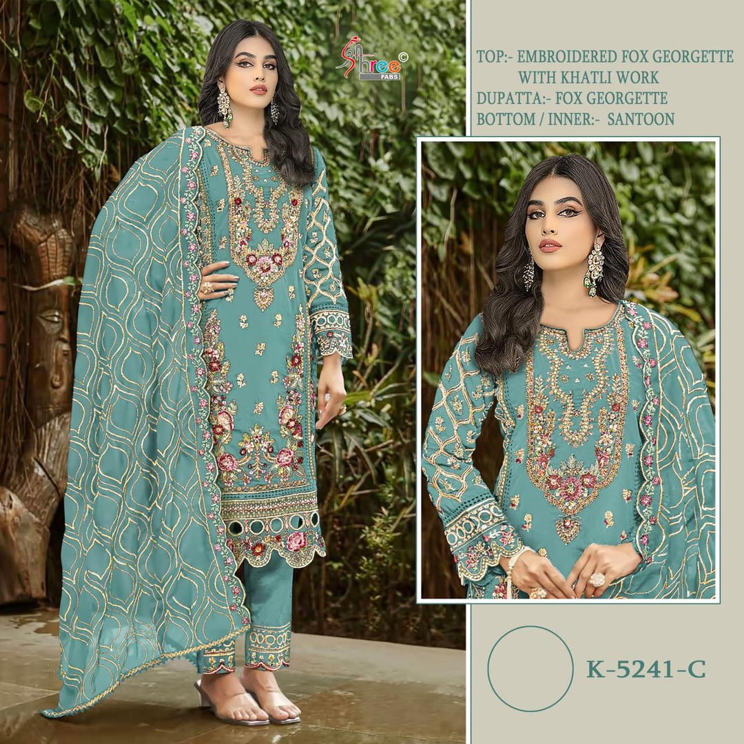 DN K-5241 BY SHREE FAB GEORGETTE SALWAR SUIT WHOLESALER IN INDIA 1