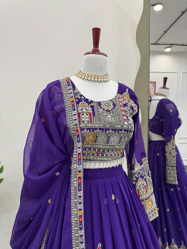 DN QRC347 BY QRC DESIGNER FAUX GEORGETTE LEHENGA CHOLI WITH DUPATTA WHOLESALER IN INDIA