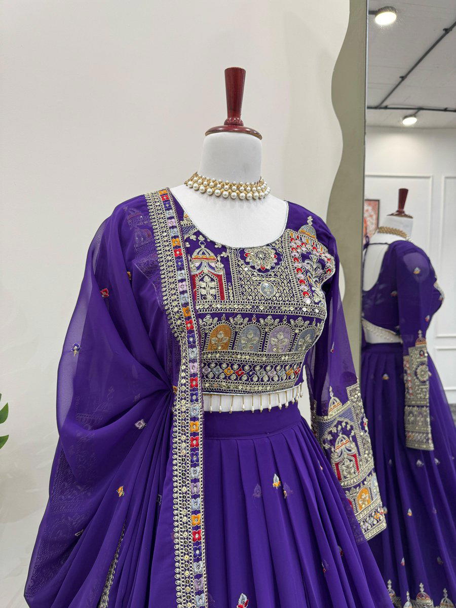 DN QRC347 BY QRC DESIGNER FAUX GEORGETTE LEHENGA CHOLI WITH DUPATTA WHOLESALER IN INDIA 1