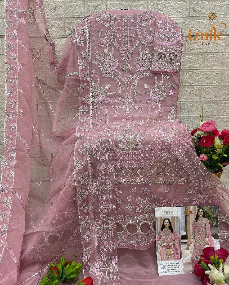 DN 233 EFGH BY IZNIK FAB DESIGNER ORGANZA SALWAR SUIT WHOLESALER IN INDIA 1