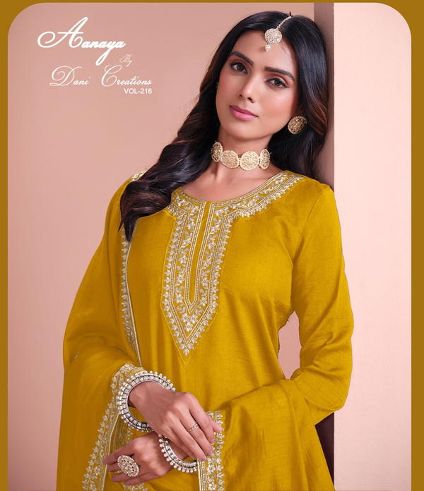 TWISHA AANAYA VOL 215 215A TO 215D DESIGNER CHINON SILK SALWAR SUIT WHOLESALER IN INDIA