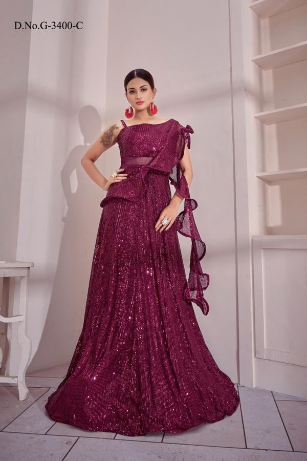 AMOHA G-3400 COLOUR’S G-3400A TO G-3400C DESIGNER LEHENGA CHOLI WHOLESALER IN SURAT