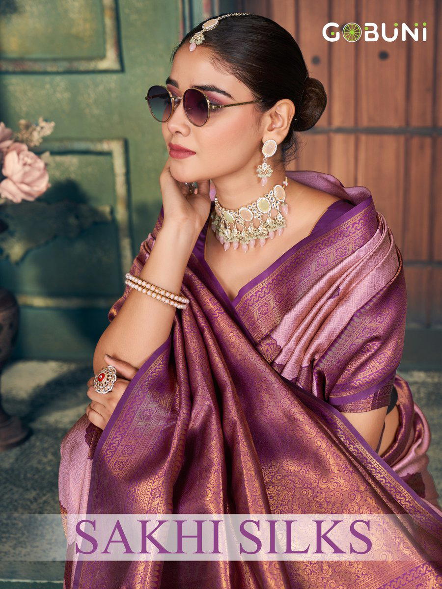 GOBUNI SAKHI SILKS 1201 TO 1204 DESIGNER ZARI SILK SAREE WHOLESALER IN SURAT 1