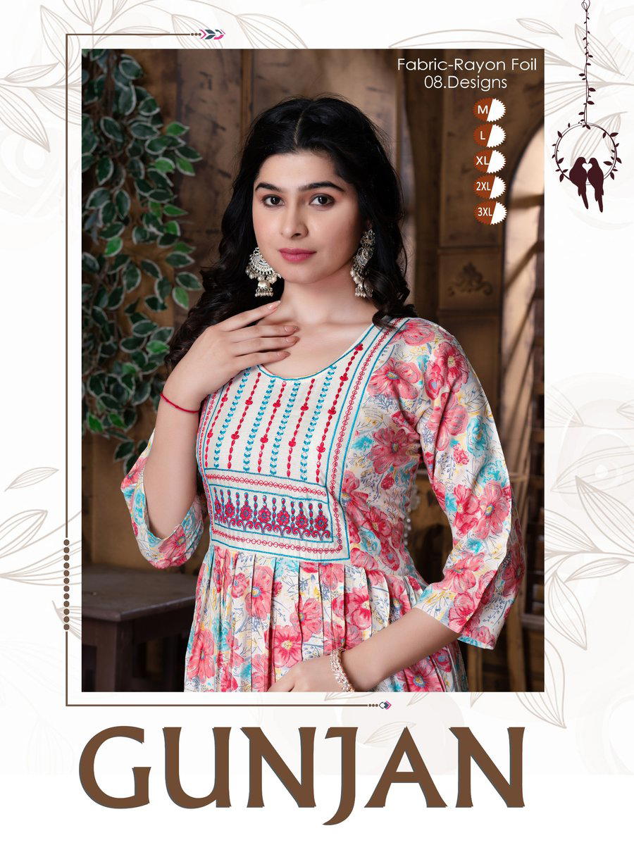 GUNJAN BY FT DESIGNER RAYON PRINT KURTIS WHOLESALER IN INDIA 1