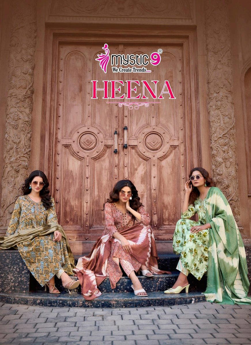 HEENA VOL 7 BY MYSTIC 9 DESIGNER RAYON PRINT SALWAR SUIT WHOLESALER IN INDIA 1