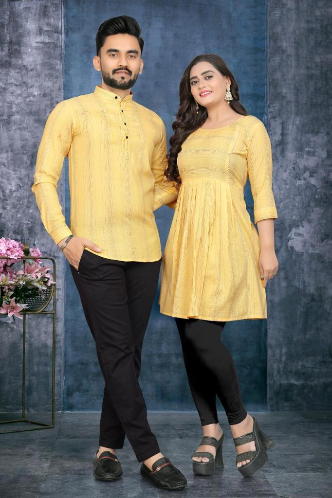 HUM TUM VOL 1 BY WELLTEX COUPLE COMBO TUNIC TOP AND MATCHING SHORT KURTA SET WHOLESALER IN INDIA 1