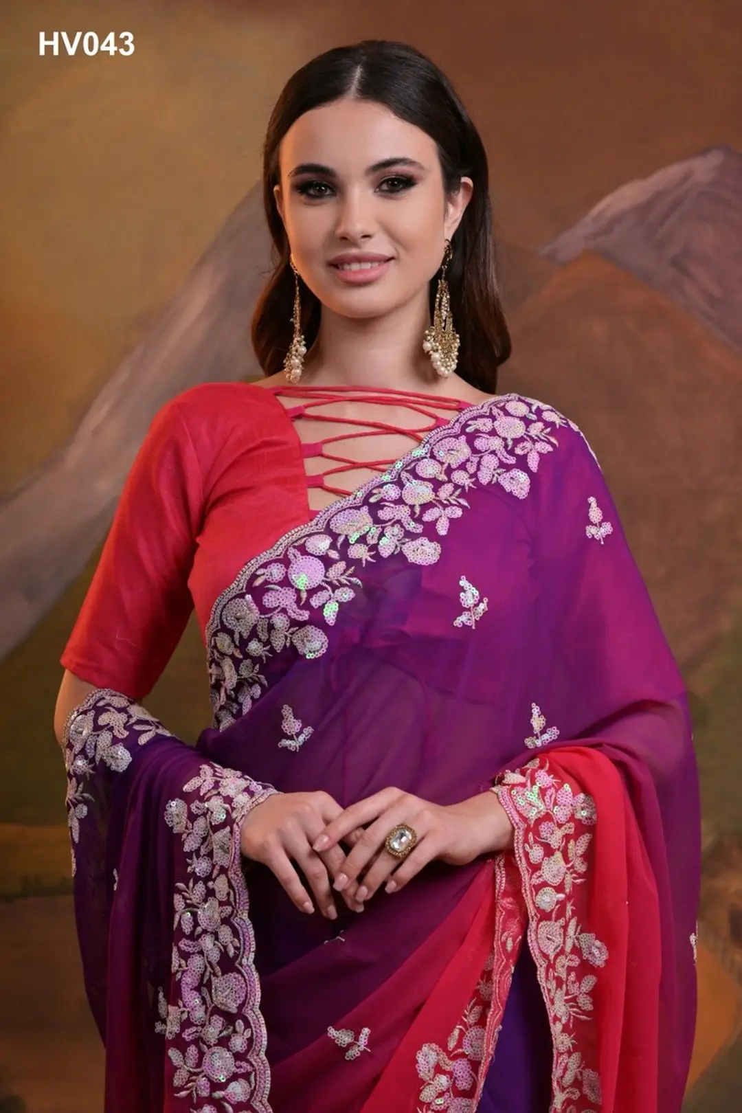 FASHION BERRY KAJAL PADDING HV042 TO HV044 DESIGNER GEORGETTE SAREE WHOLESALER IN INDIA 1
