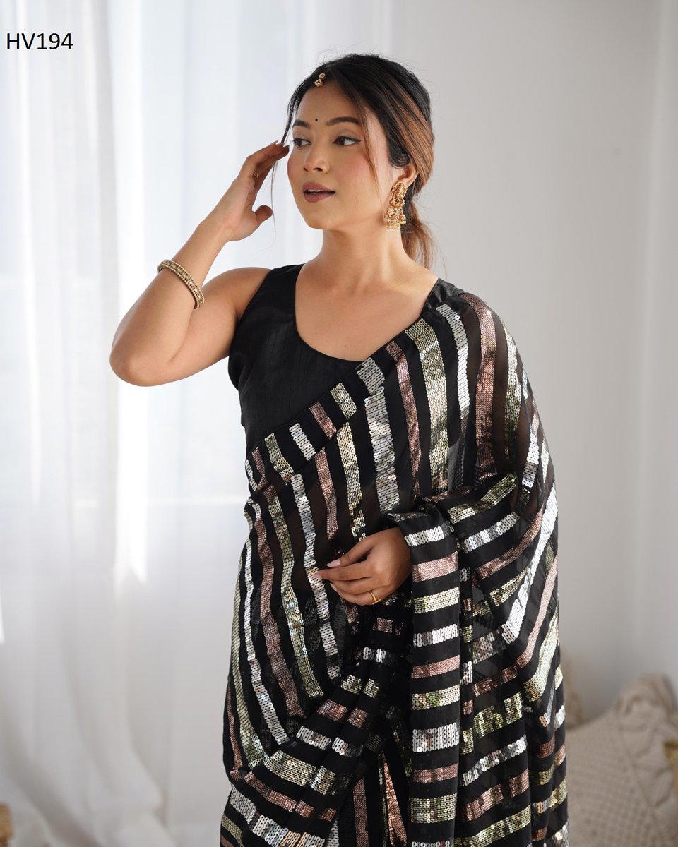 FASHION BERRY BLACK BEAUTY HV 194 DESIGNER GEORGETTE SAREE WHOLESALER IN INDIA 1