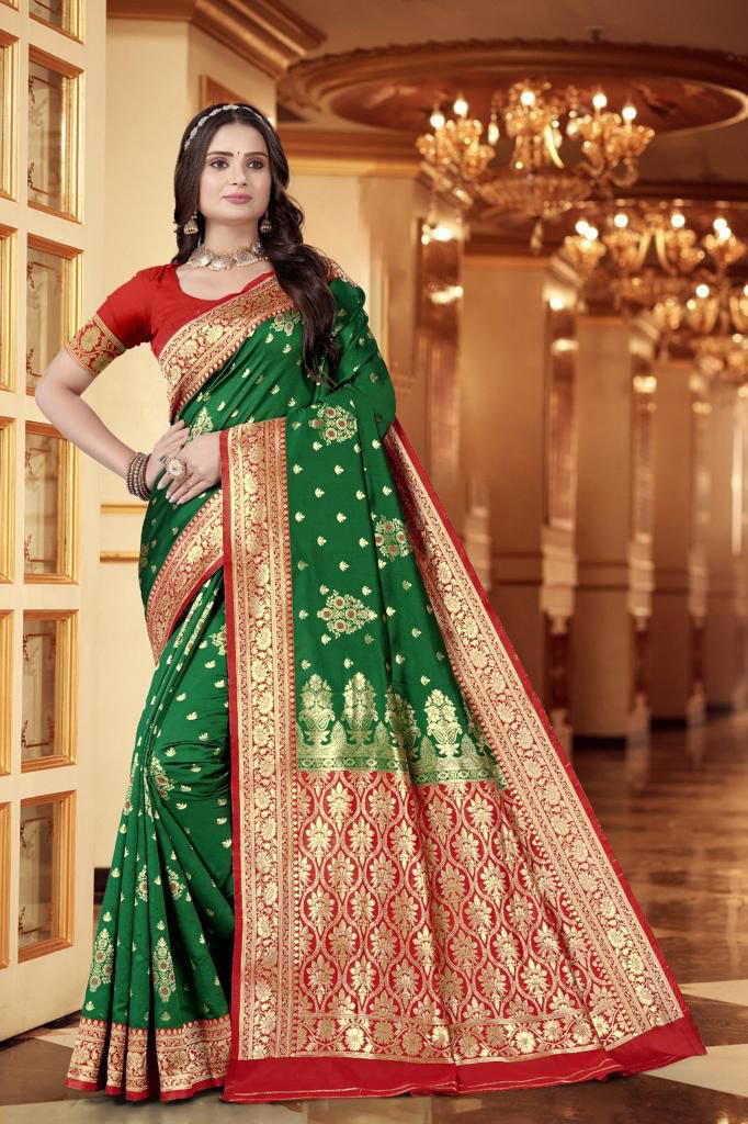 Sagar Impex Traditional Green Colour Silk Saree Wholesaler In India 1