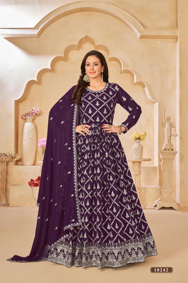 ANJUBAA VOL 24 BY DANI CREATION DESIGNER GEROGETTE GOWN WHOLESALER IN INDIA