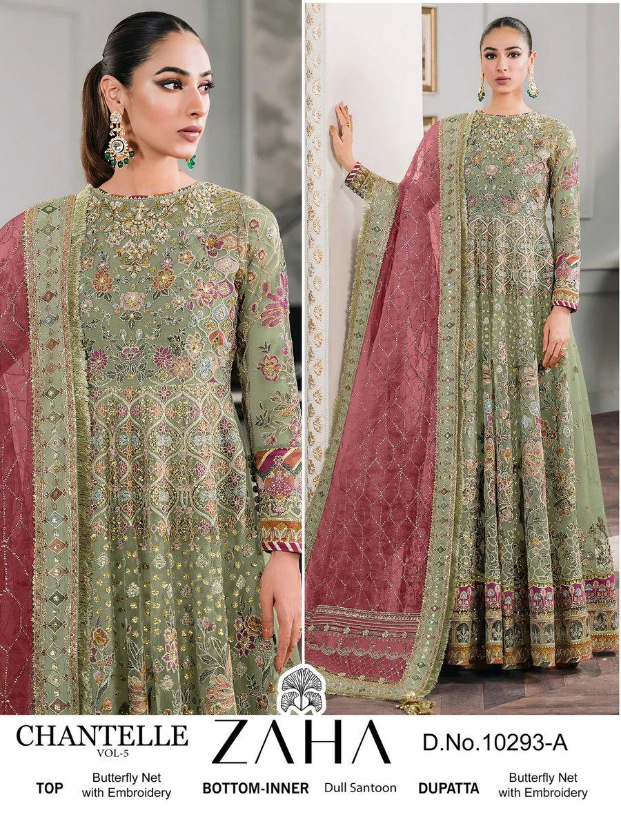 CHANTELLE VOL 5 BY ZAHA DESIGNER PAKISTANI NET SALWAR SUIT WHOLESALER IN INDIA 1