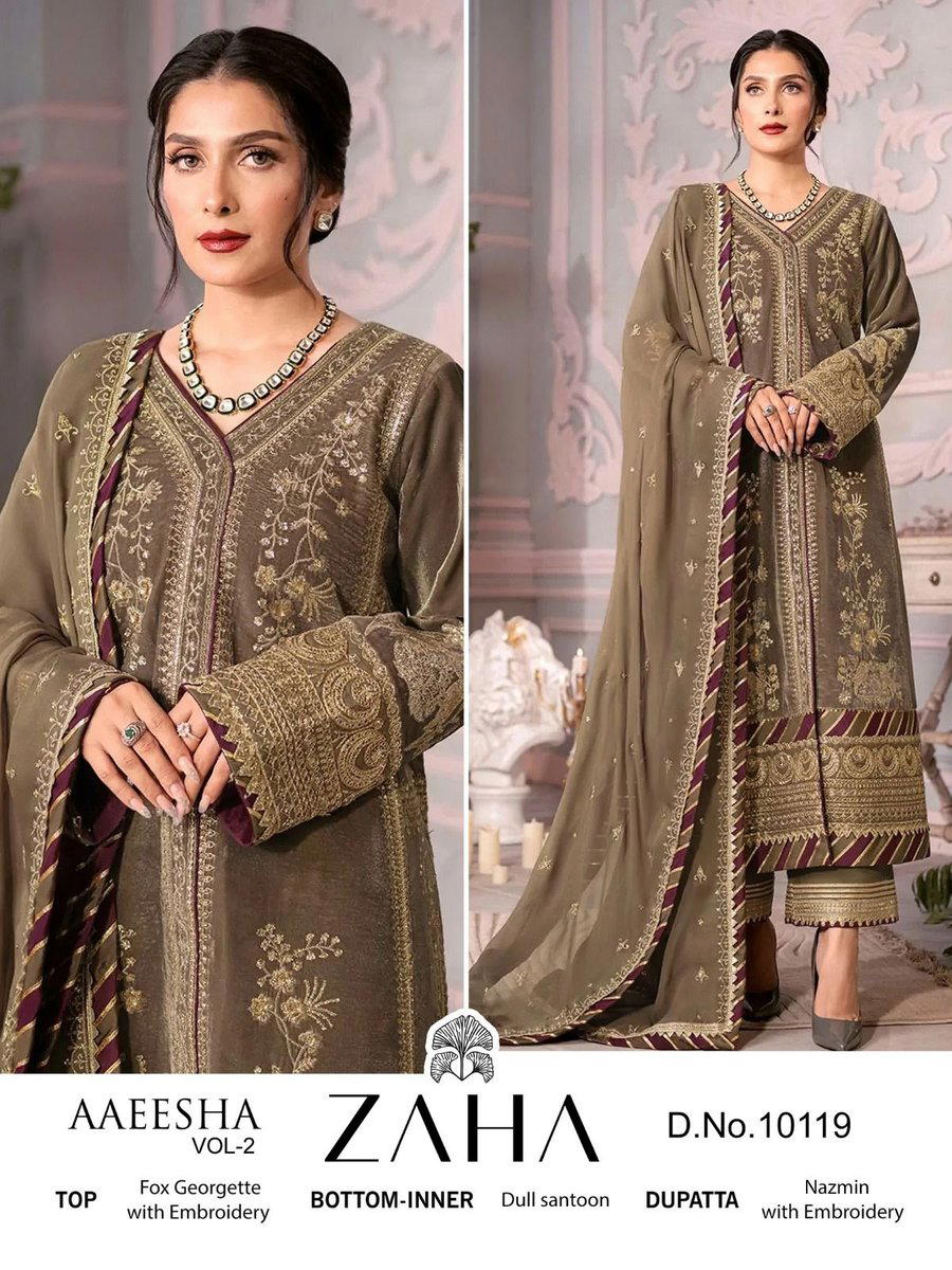 DN 10119 BY ZAHA DESIGNER PAKISTANI GEORGETTE SALWAR SUIT WHOLESALER IN INDIA 1