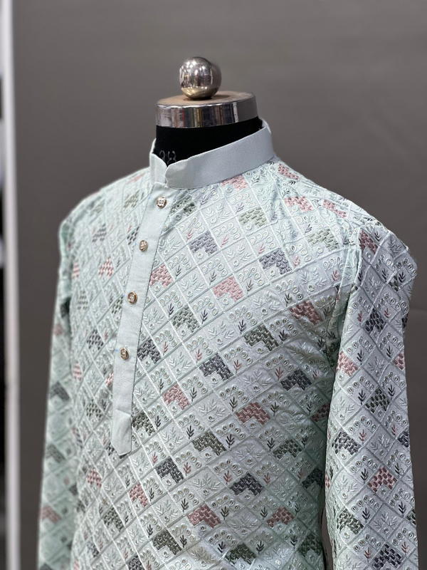 MAHARAJA BY BLUEVERY DESIGNER SILK KURTA WITH PAJAMA WHOLESALER IN INDIA