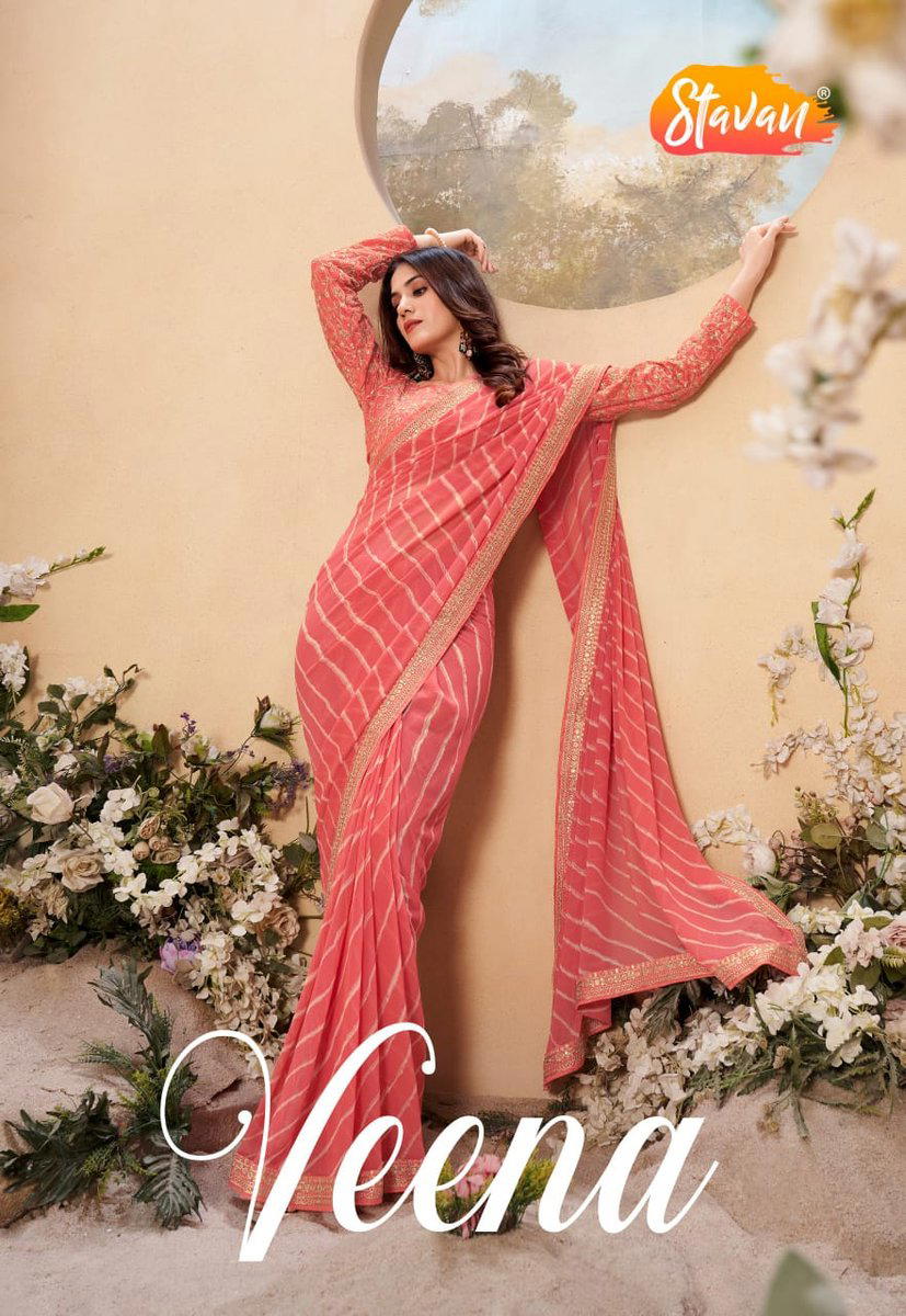 VEENA BY STAVAN DESIGNER EMBROIDERY SAREE WHOLESALER IN INDIA 1