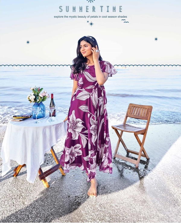 TROPICAL BY BLUEHILLS DESIGNER GEORGETTE GOWN WHOLESALER IN INDIA