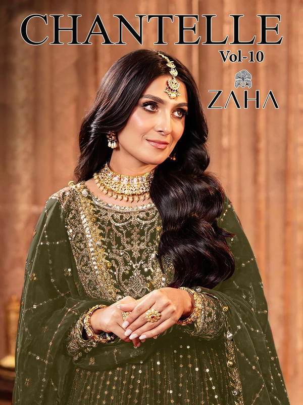 CHANTELLE VOL 10 BY ZAHA DESIGNER PAKISTANI NET SALWAR SUIT WHOLESALER IN INDIA
