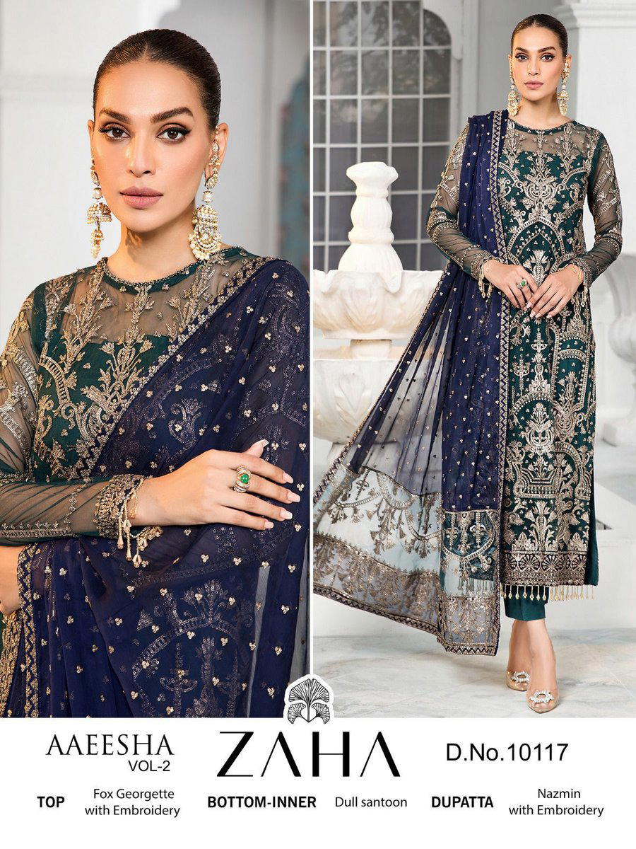 ZAHA 10117 BY ZAHA DESIGNER GEORGETTE SALWAR SUIT WHOLESALER IN INDIA 1