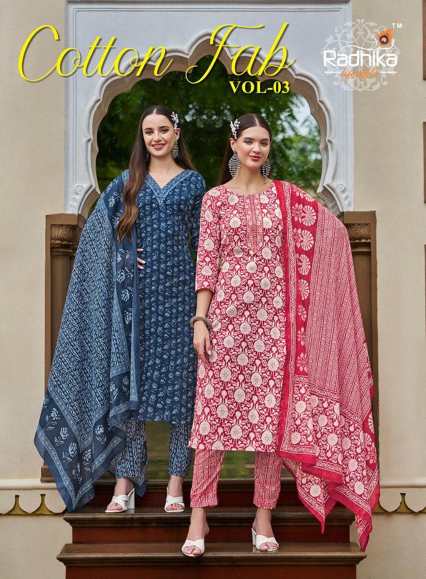 COTTON FAB VOL 3 BY RADHIKA LIFE STYLE DESIGNER COTTON SALWAR SUIT WHOLESALER IN INDIA 1