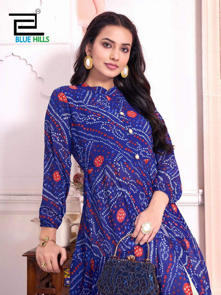 BANDHEJ BY BLUEHILLS DESIGNER GEORGETTE GOWN WHOLESALER IN INDIA 1