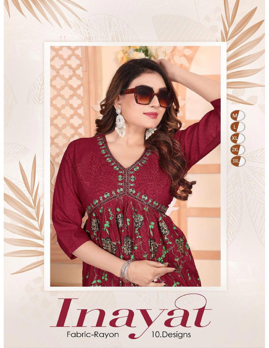 INAYAT BY FASHION TALK DESIGNER EMBROIDERY LONG KURTI WHOLESALER IN INDIA 1