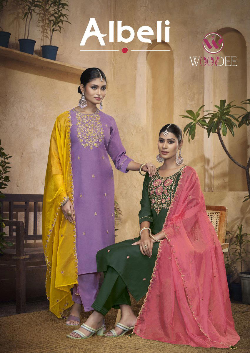 ALBELI BY WOODEE DESIGNER SILK SALWAR SUIT WHOLESALER IN INDIA 1