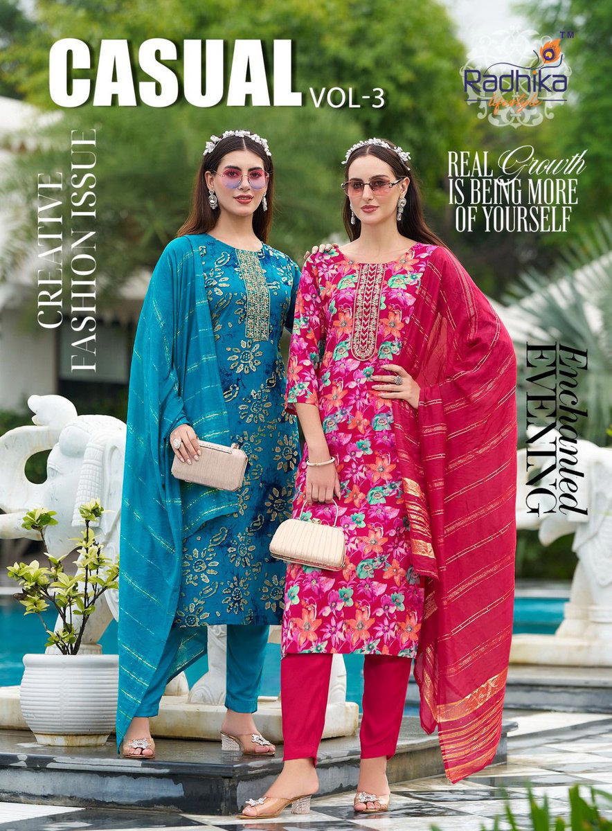 CASUAL VOL 3 BY RADHIKA LIFESTYLE DESIGNER SALWAR SUIT WHOLESALER IN INDIA 1