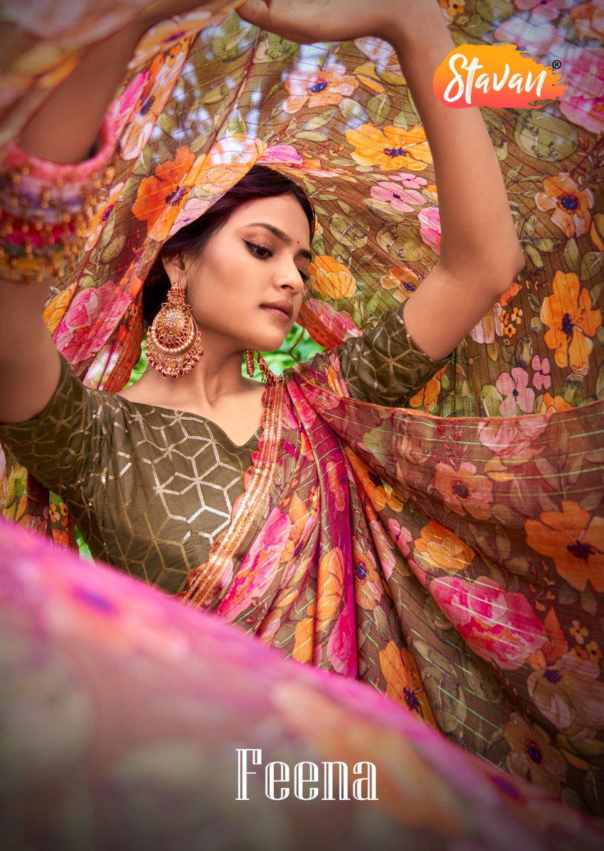 FEENA BY STAVAN DESIGNER EMBROIDERY SAREE WHOLESALER IN INDIA 1