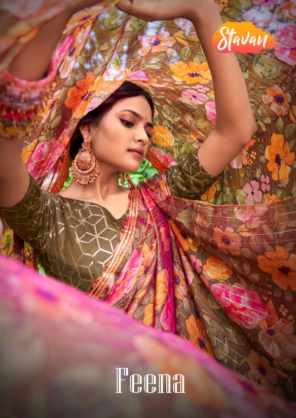 FEENA BY STAVAN DESIGNER EMBROIDERY SAREE WHOLESALER IN INDIA
