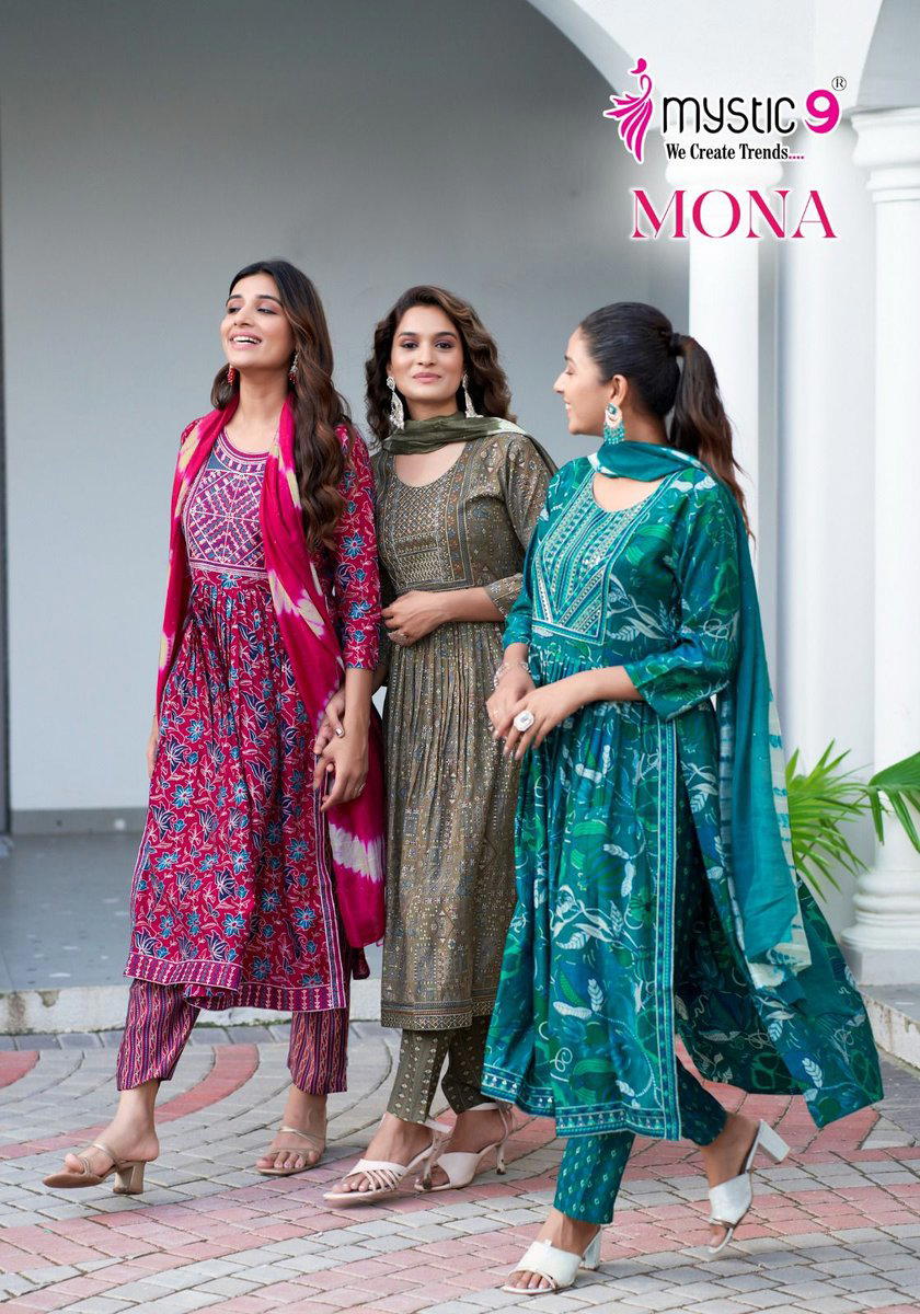 MONA VOL 1 BY MYSTIC 9 DESIGNER EMBROIDERY SALWAR SUIT WHOLESALER IN INDIA 1