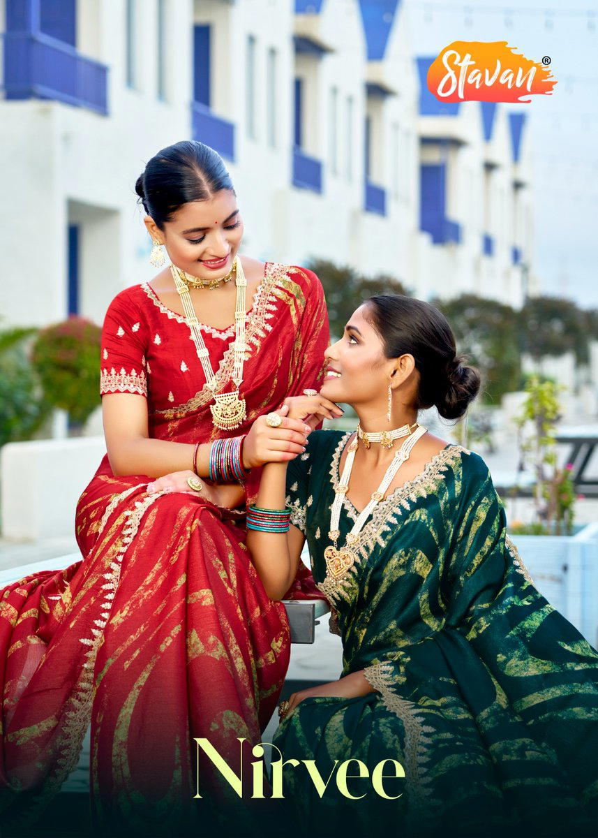 NIRVEE BY STAVAN EMBROIDERY DESIGNER SAREE WHOLESALER IN INDIA 1