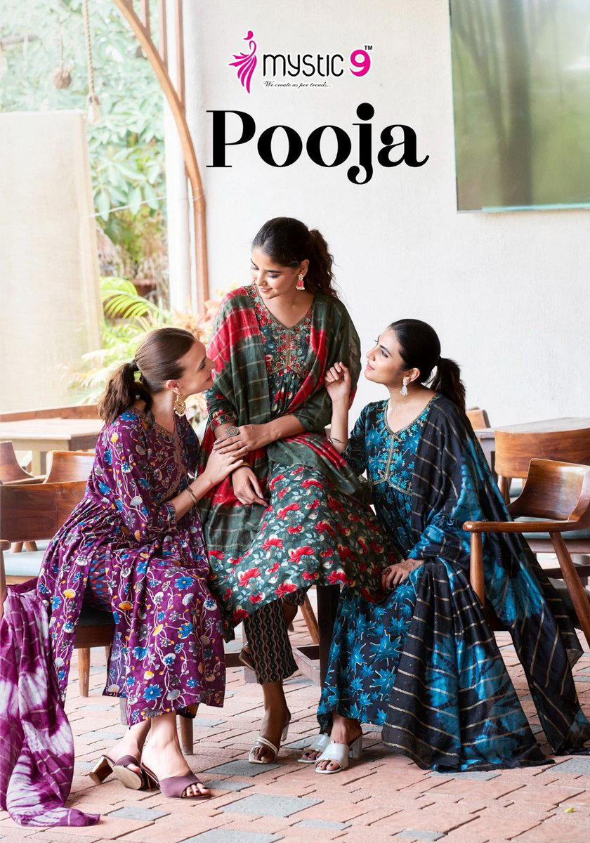 POOJA VOL 9 BY MYSTIC 9 DESIGNER ANARKALI SALWAR SUIT WHOLESALER IN INDIA 1