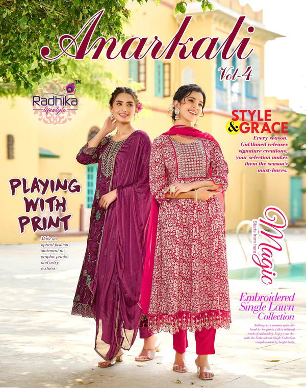 ANARKALI VOL 4 BY RADHIKA LIFESTYLE DESIGNER ANARKALI SALWAR SUIT WHOLESALER IN INDIA