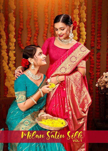 Milan Satin Silk vol 1 BY saroj DESIGNER silk saree wholesaler in india