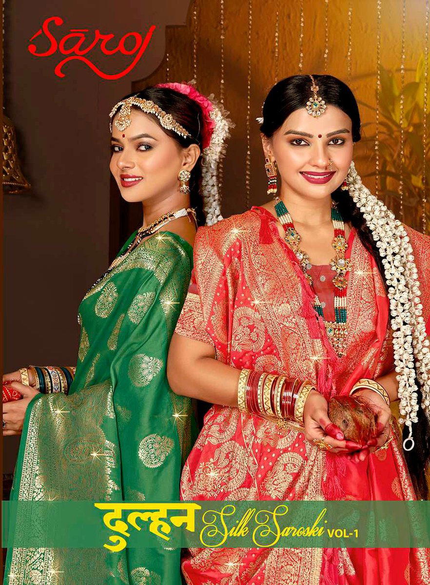 DULHAN SILK SAROSKI BY SAROJ DESIGNER SILK SAREE WHOLESALER IN INDIA 1
