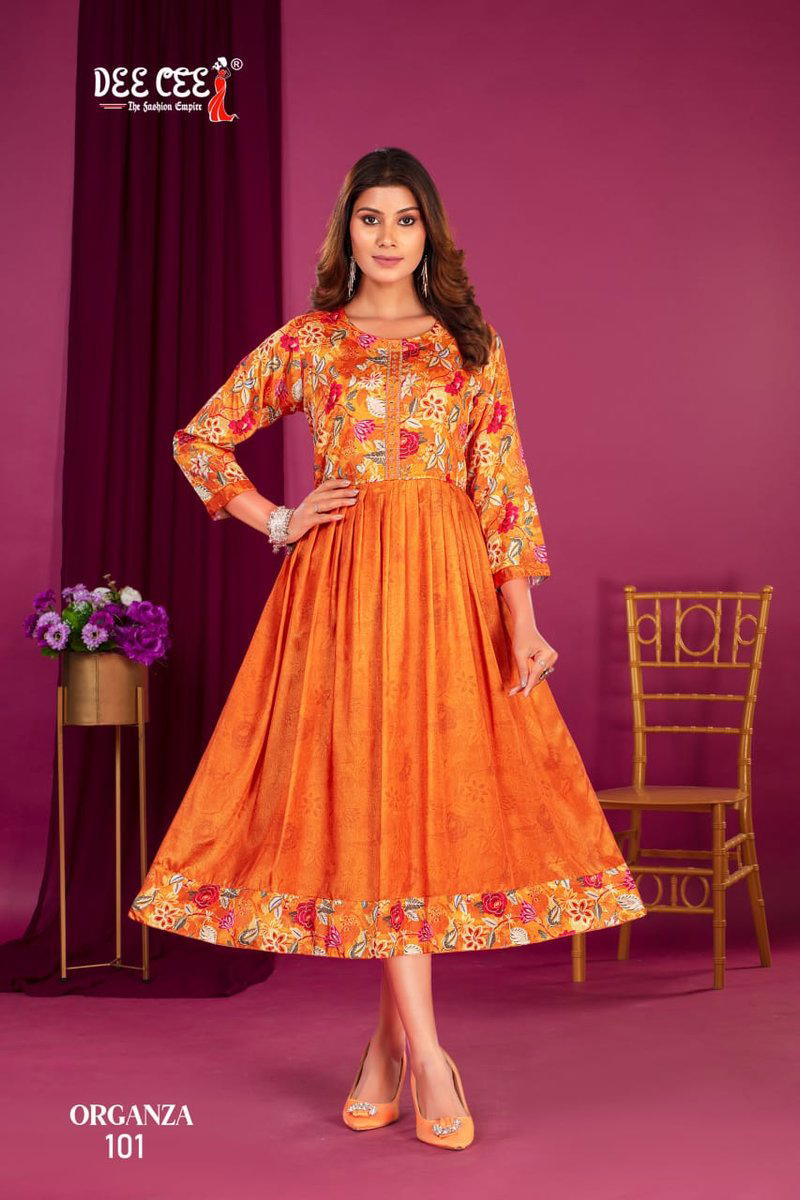 ORGANZA BY DEECEE DESIGNER LONG KURTI WHOLESALER IN INDIA 1